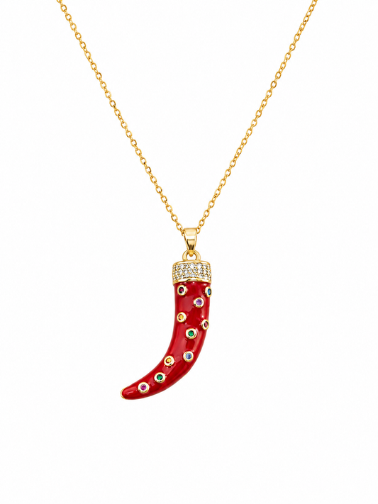Chilli Chacha ~ Enamel Zircon Necklace | 18kt Gold Plated Non Tarnish