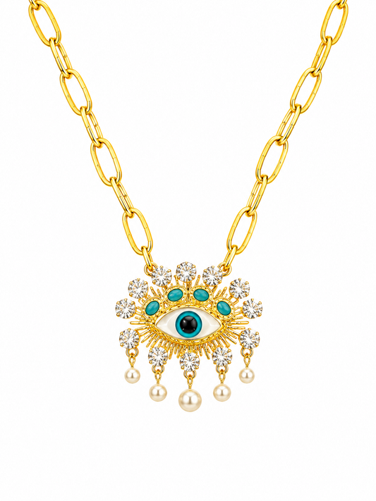 Eyevora Evil Eye Necklace | Gold Plated | Statement | Chunky