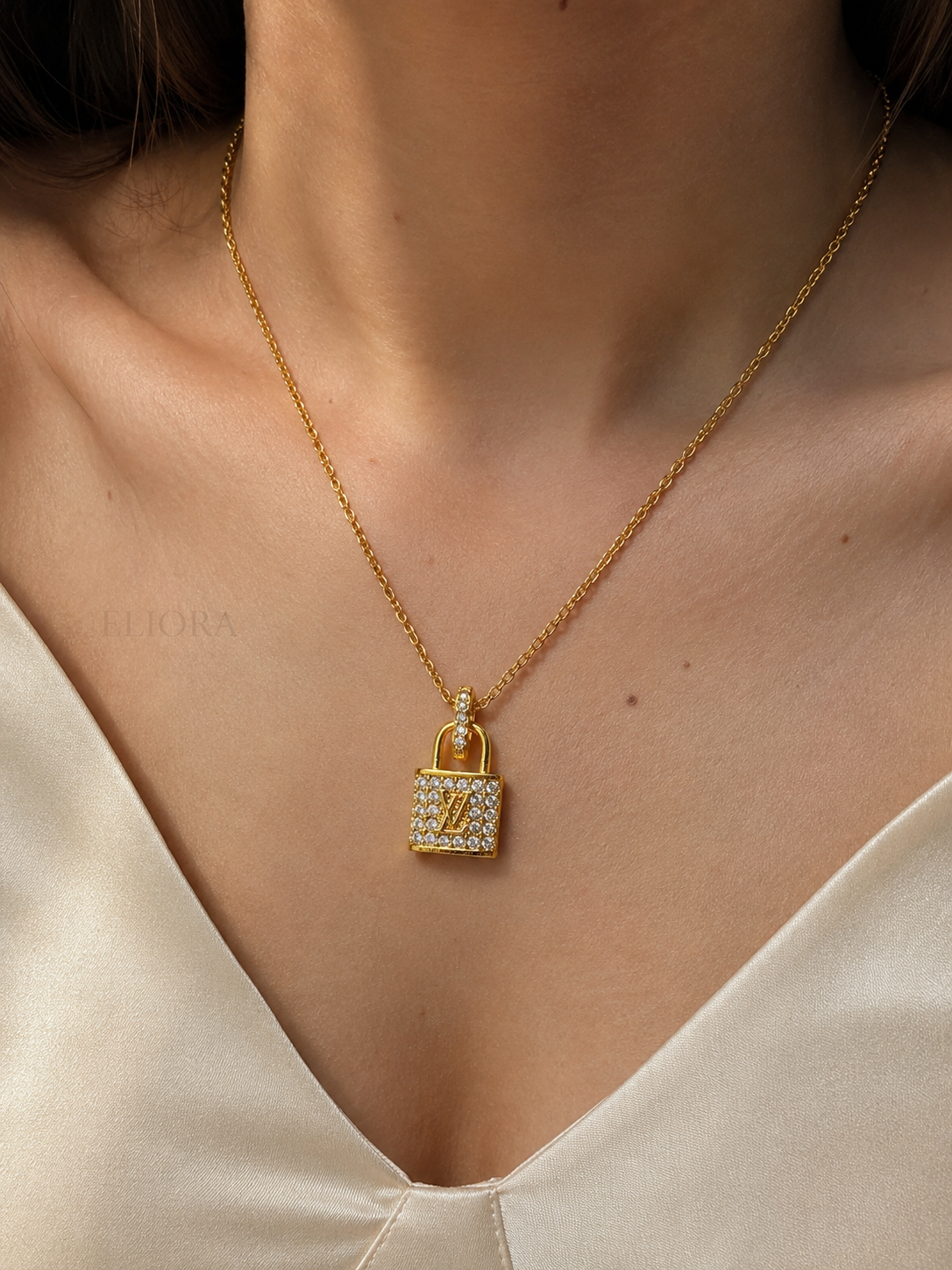 Golden Zircon Locket | Anti Tarnish Gold Plated Brand Inspired