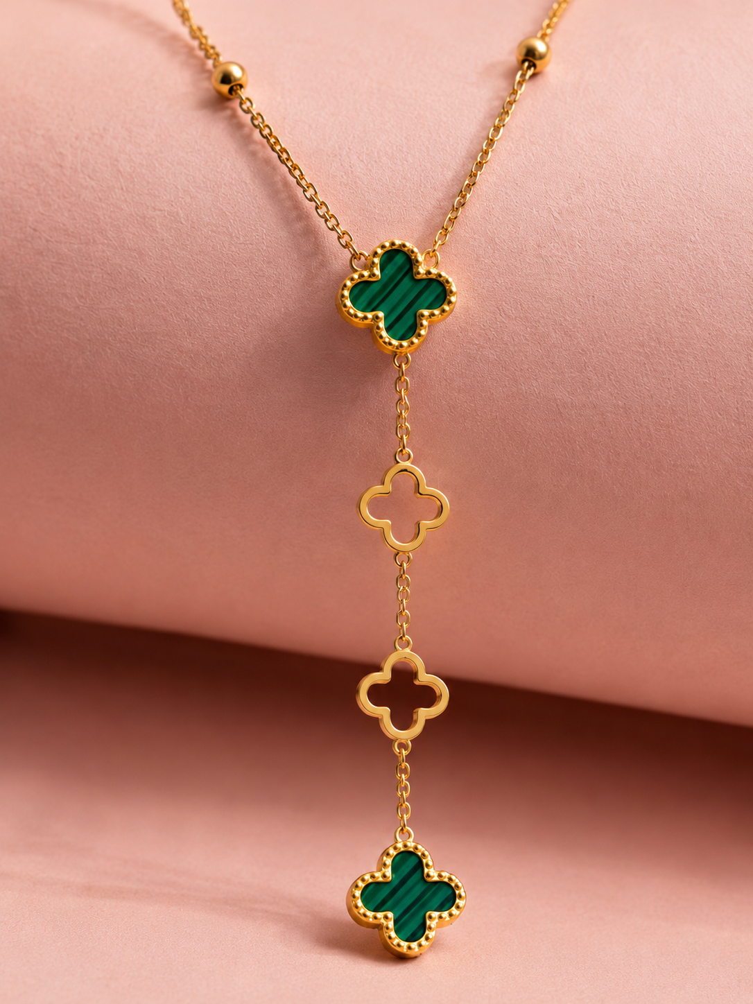 Clover Cascade (Green) | 18kt Gold Plated