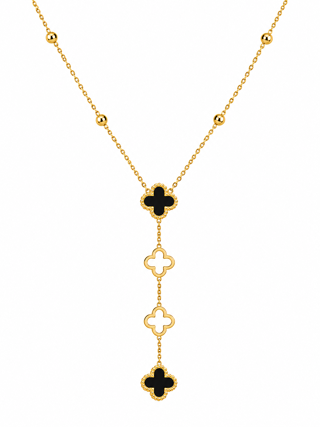 Clover Cascade (Black) | 18k Gold Plated