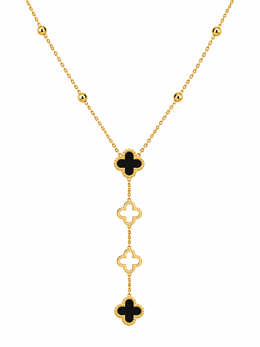 Clover Cascade (Black) | 18k Gold Plated