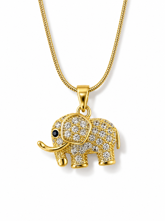 Lucky Elephant Charm Gold Pendant Necklace