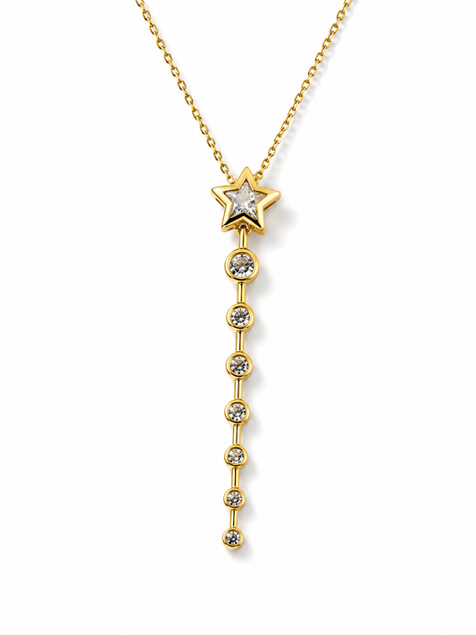 Viral Golden Star Stone Vertical Drop Necklace