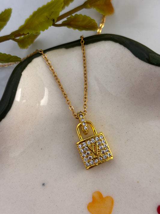 Golden Zircon Locket | Anti Tarnish Gold Plated Brand Inspired