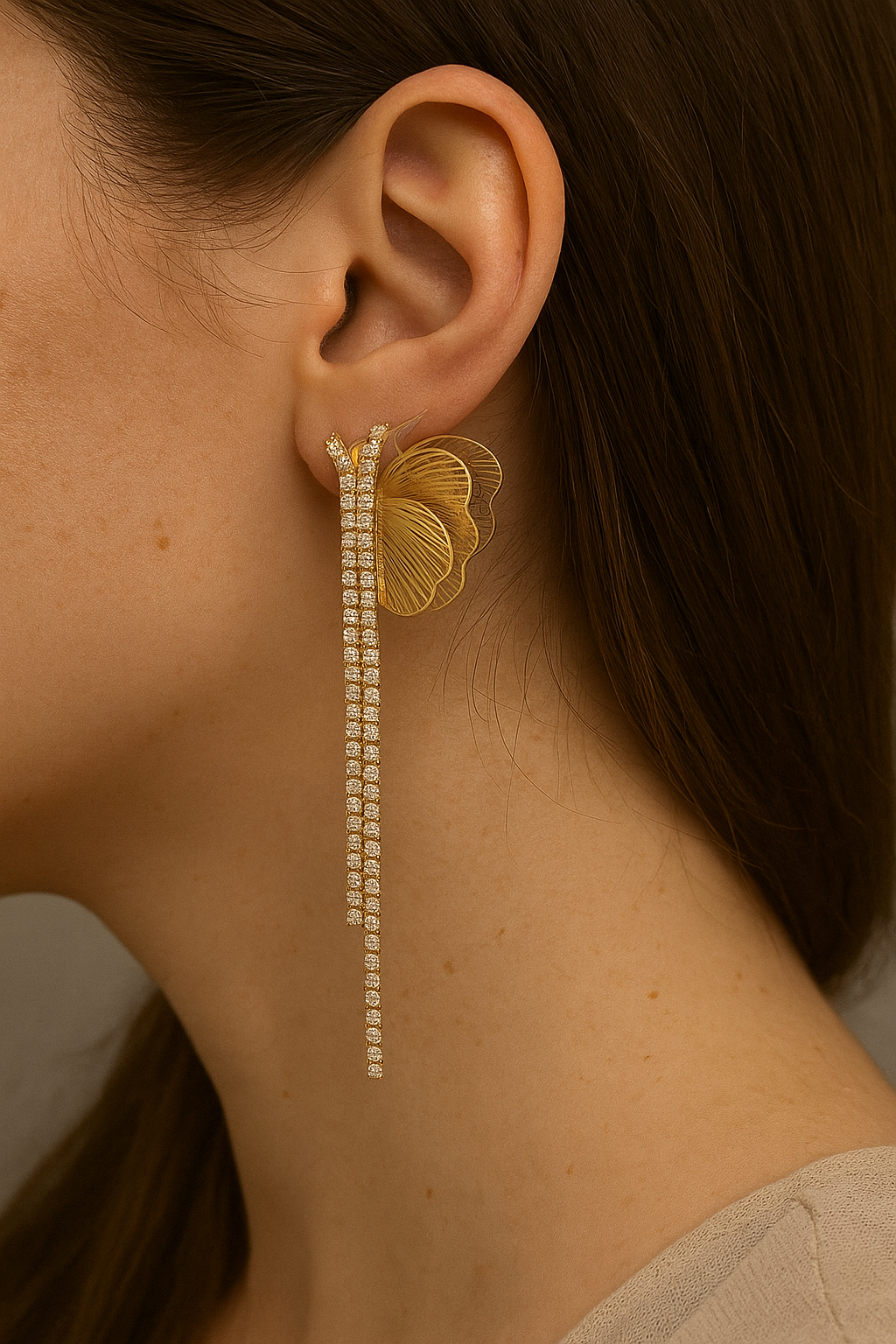 Golden Flutter CZ Dangles