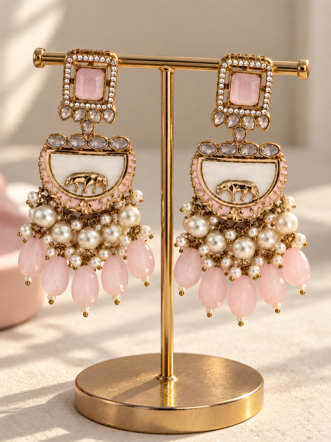 Mrinali Ethnic Chandbali | Weddings & Festivity (Pink)