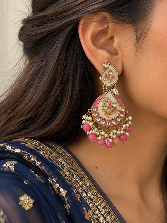 Jheelkamal Ethnic Jhumka (Pink)