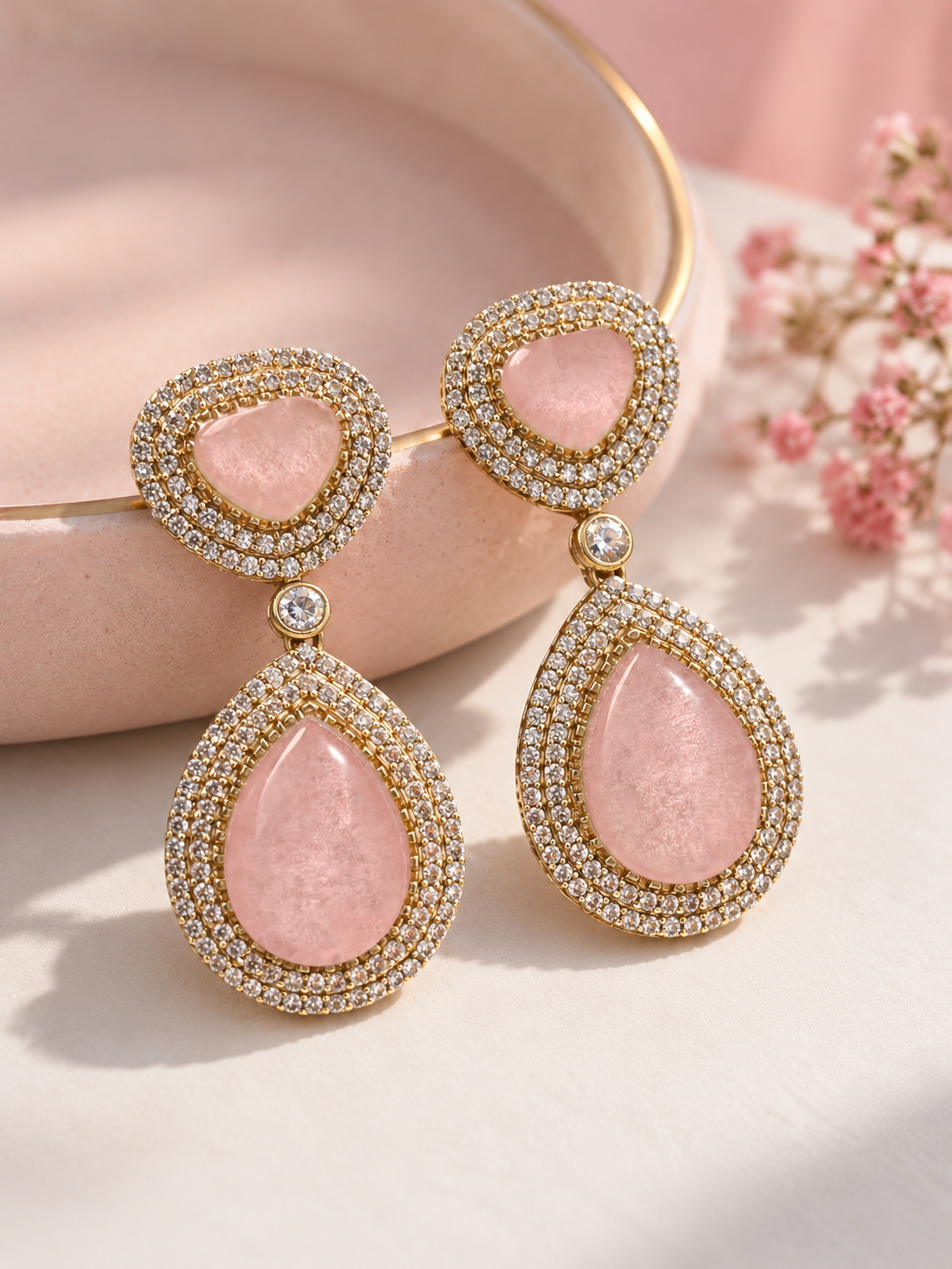 Vaanya Moissanite Drops (Baby Pink)