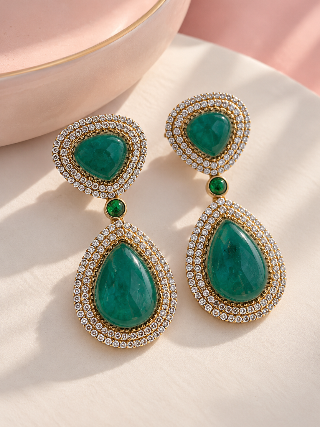 Vaanya Moissanite Drops | Wedding & Party Wear (Green)