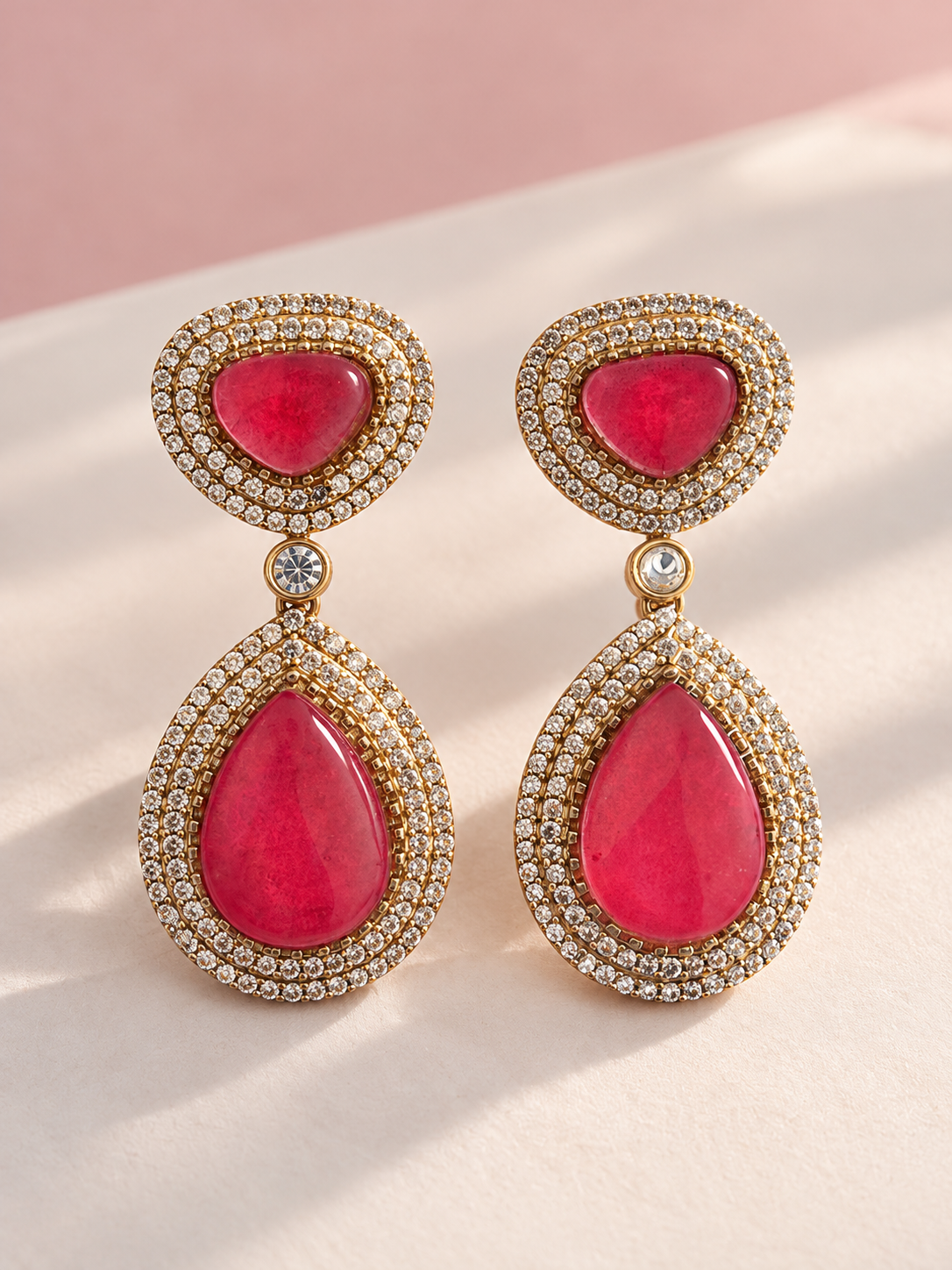 Vaanya Moissanite Drops for Wedding and Party Wear (Fuchsia Pink)