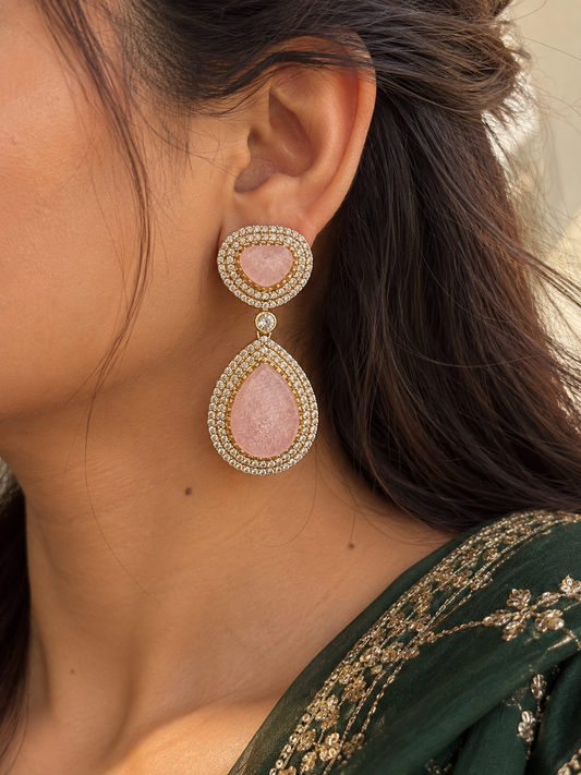 Vaanya Moissanite Drops (Baby Pink)