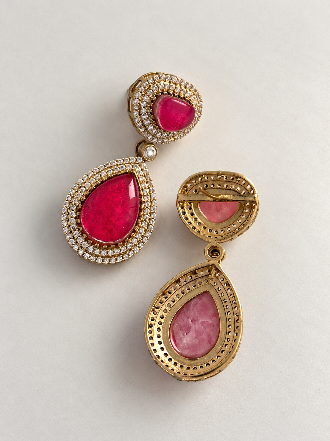 Vaanya Moissanite Drops for Wedding and Party Wear (Fuchsia Pink)
