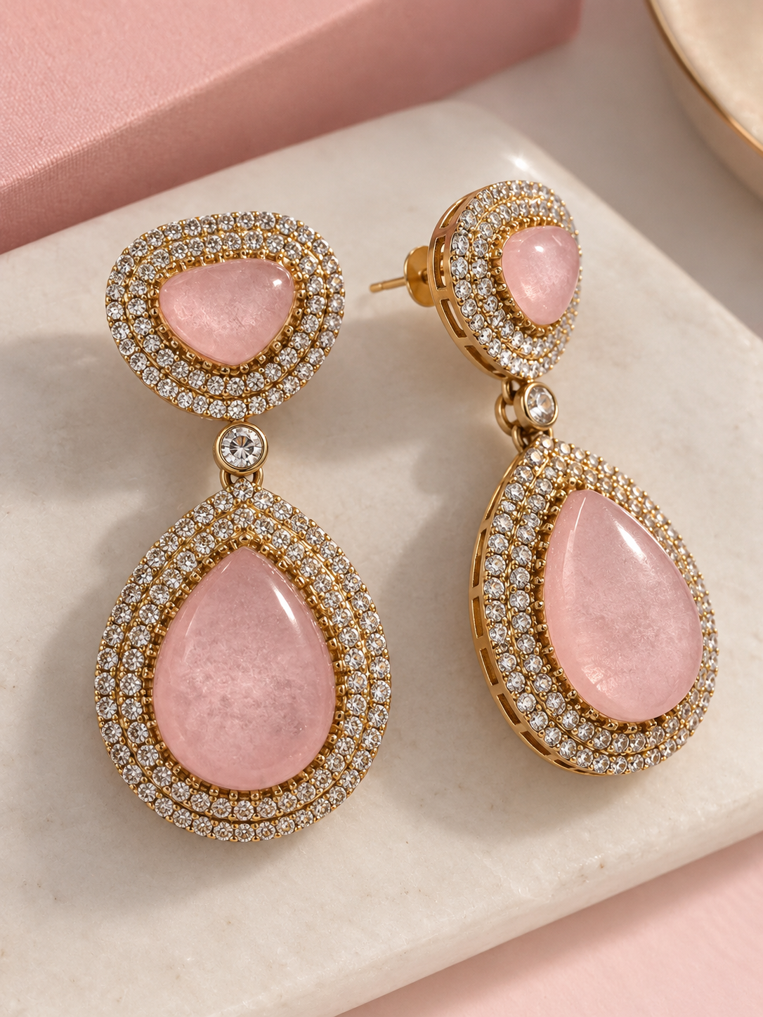 Vaanya Moissanite Drops (Baby Pink)