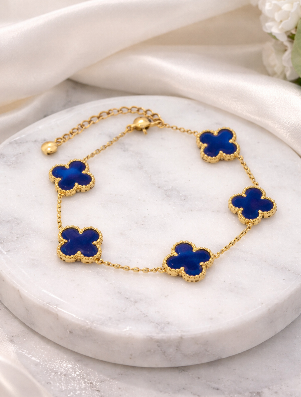Blue Lapiz Lazuli Clover Bracelet