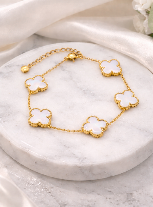 Classic White Van Cleef Clover Bracelet