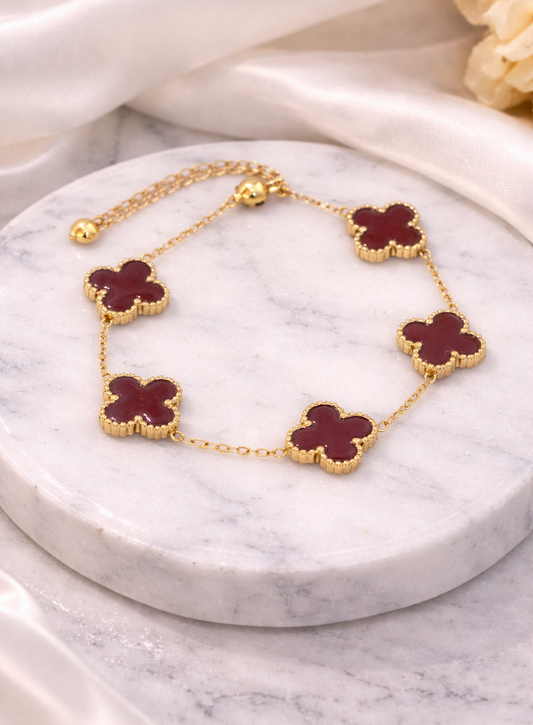 Wine Kiss Van Cleef Clover Bracelet