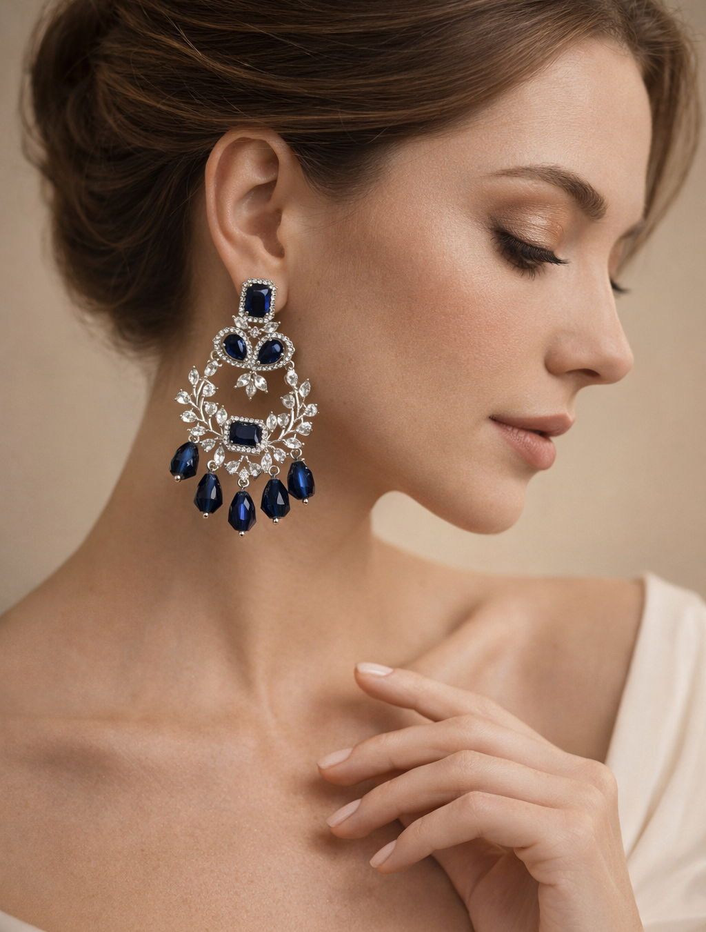 Victorian Style Royal Blue Chandeliers Earrings | Wedding & Party Wear