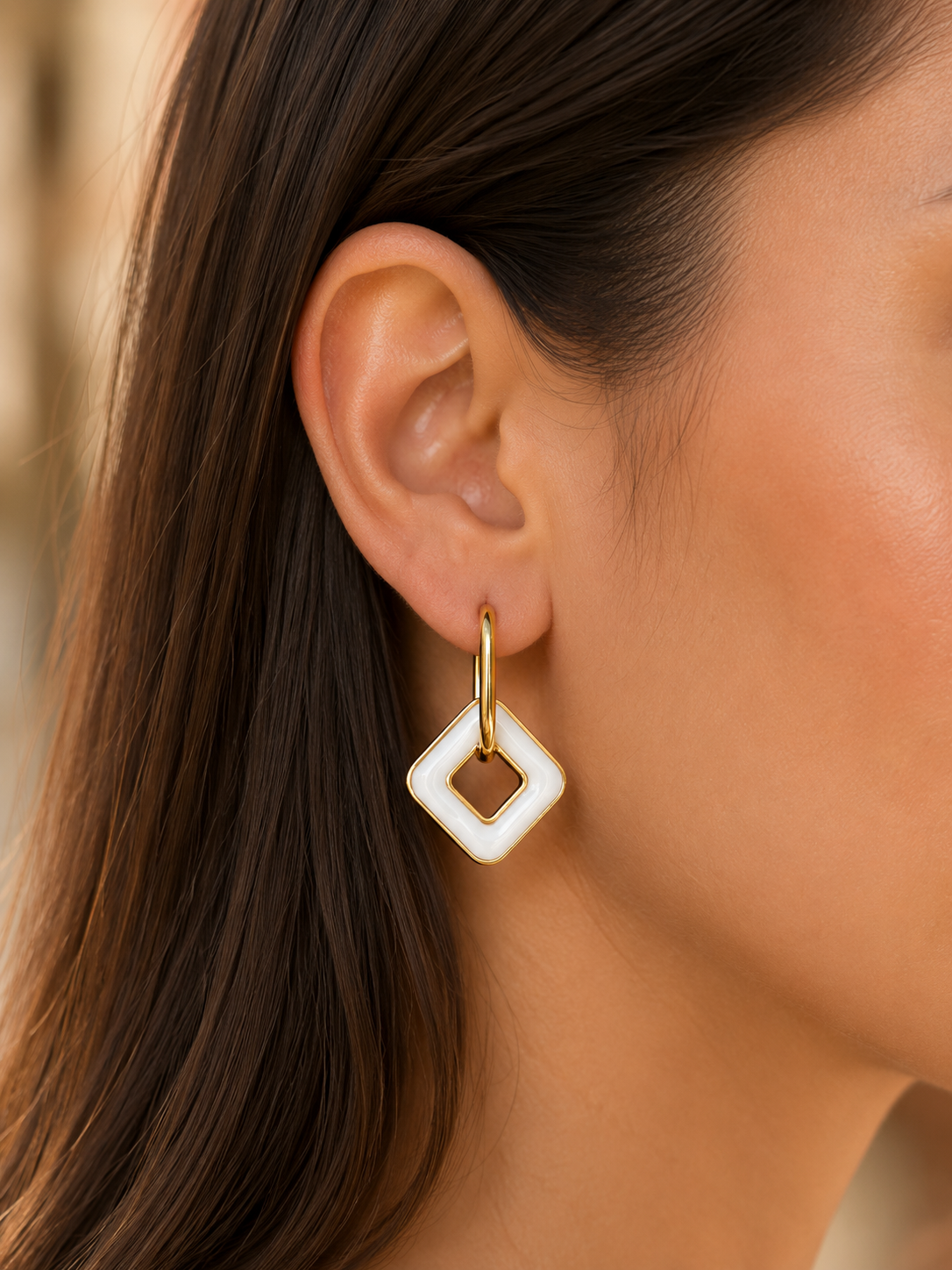 Daisy Drop - Two in One Earrings | 18kt Gold Plated | Enamel MOP Stainless Steel