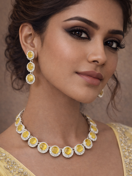 Nora AD Necklace Set (Yellow) | Wedding & Party