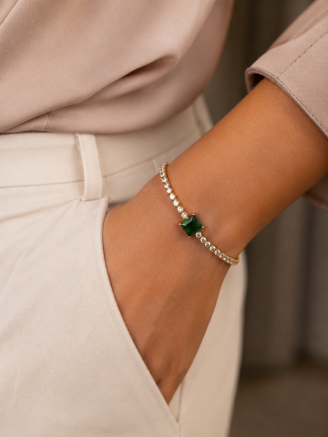 Emerald White Wraparound Tennis Bracelet