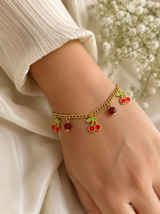 18kt Gold Plated Cherry Charms Bracelet
