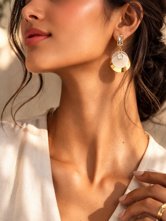 Glassy Glam Drops Statement Earrings | Anti Tarnish Gold Plated