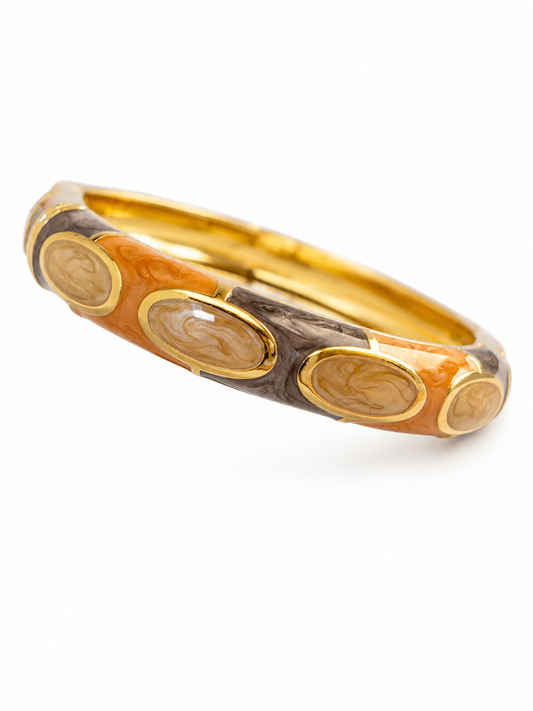 Peach Brown Gold-Tone Statement Bangle Bracelet for women