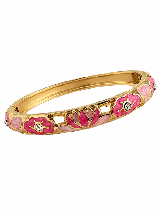 Pink Flower Meenakari Kada Bracelet