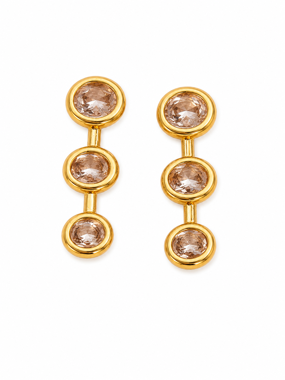 Orba Drops | Tripple CZ stone earrings | 18k Gold Plated