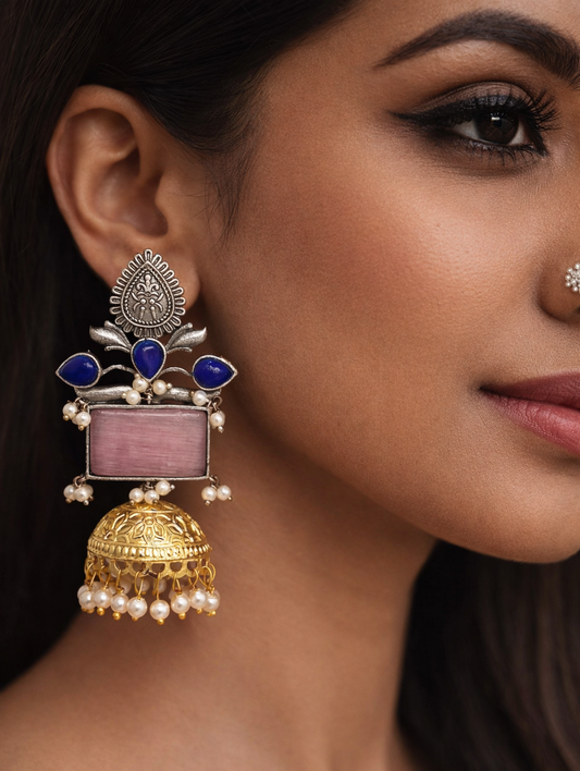 Vedhika Dual Tone Jhumka (Pink)