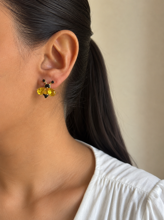 Bee Bling Stud Earrings | 14kt PVD Gold Plated
