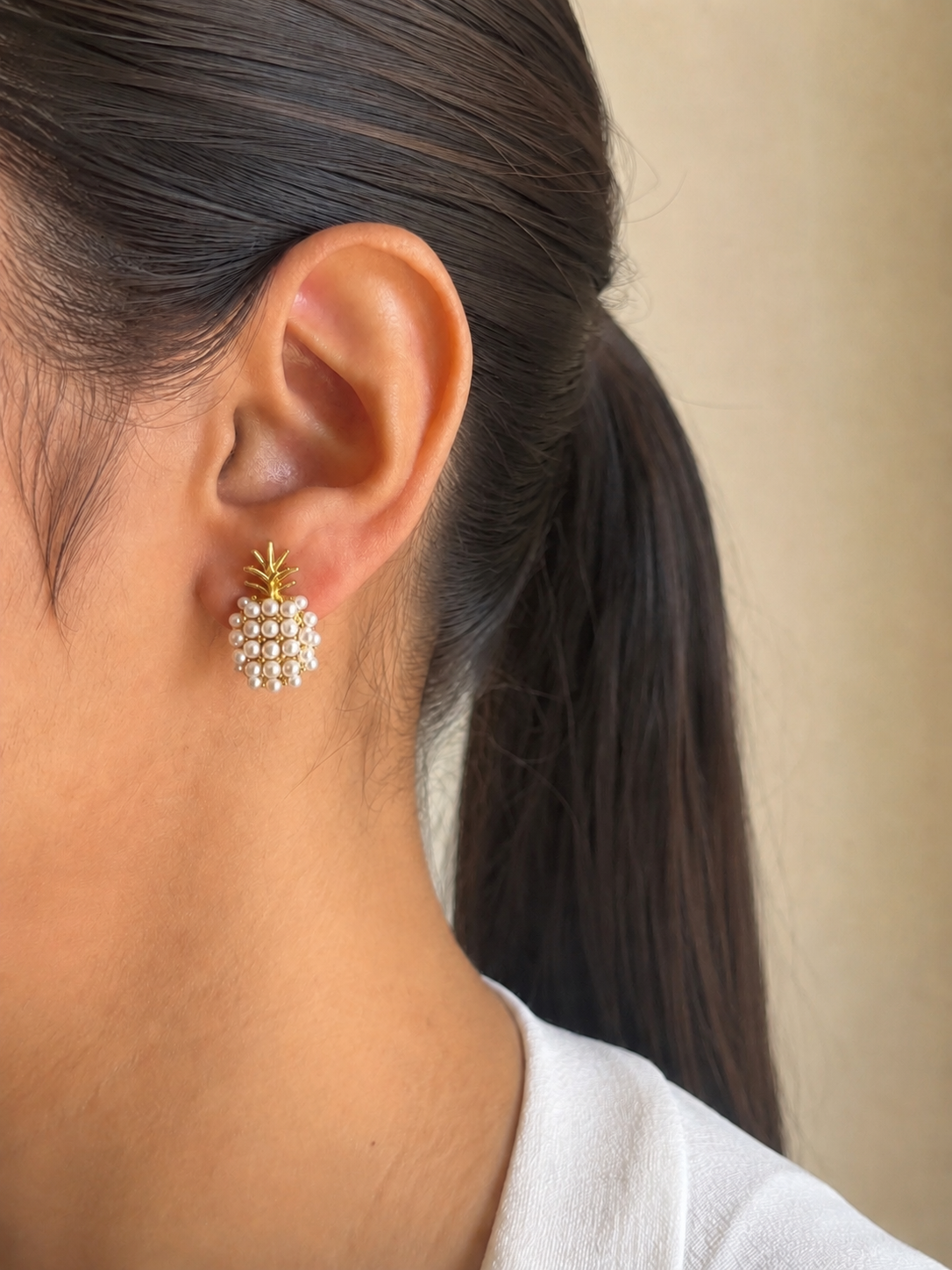 Pearl Pineapple Earrings | Minimal Studs