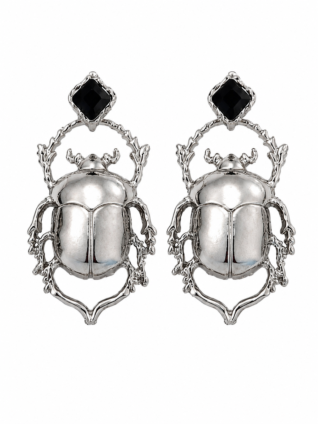 Silver Beetle Muse | Statement Earrings | Insect Inspired