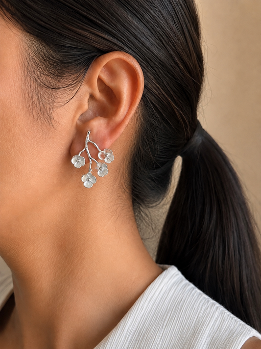 Frosted Blossom Drop Earrings