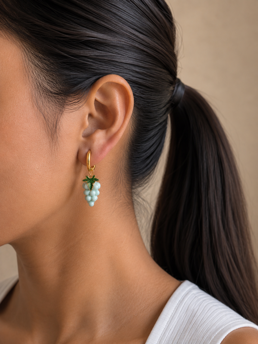 Mint Grape Hoop Earrings | 18kt Gold Plated