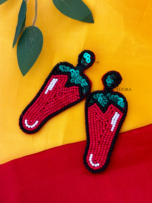 Hot Mirchi Handmade Beaded Earrings