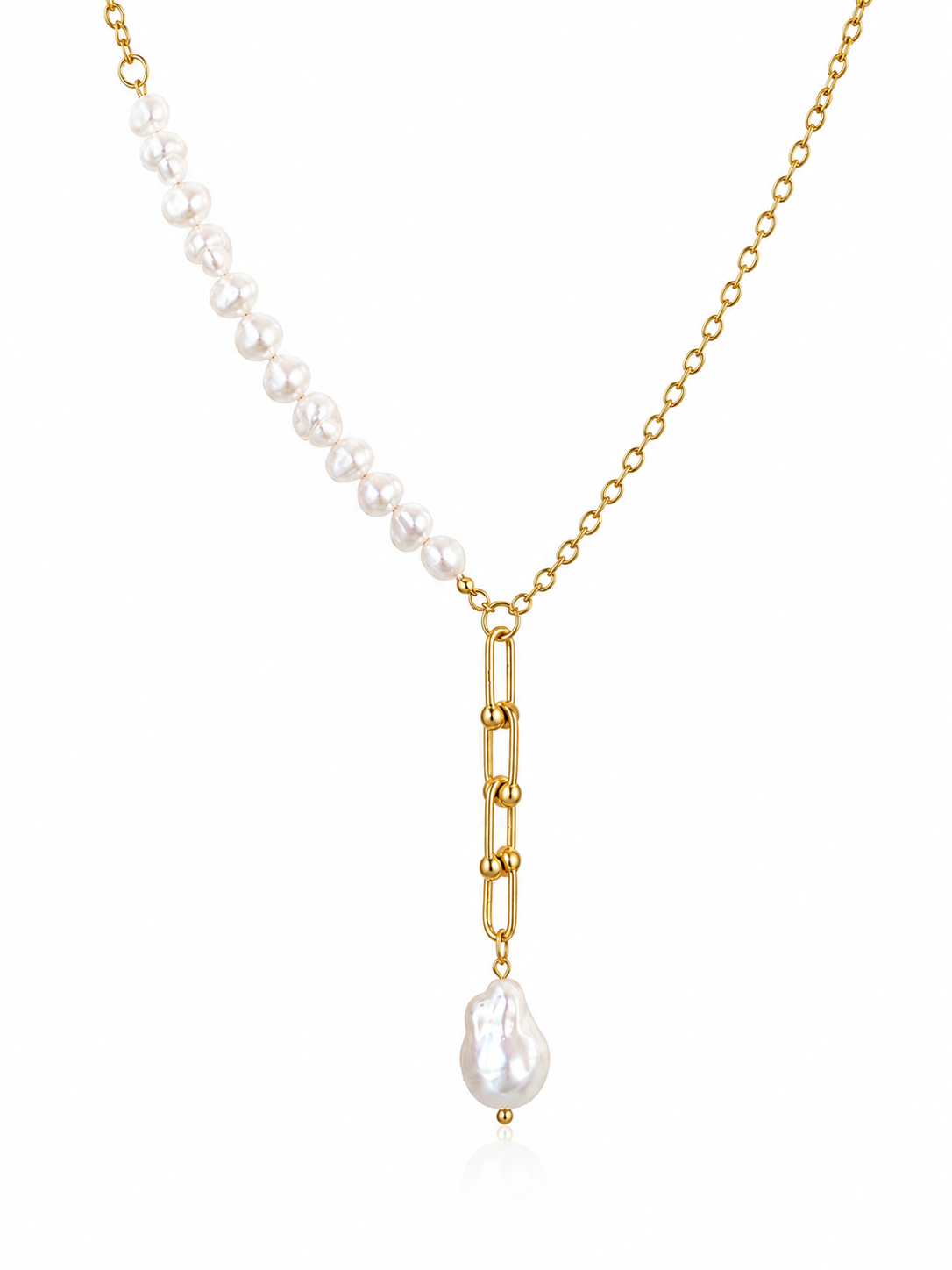 Fresh Water Pearl Lariat Necklace | 18kt Gold Plated