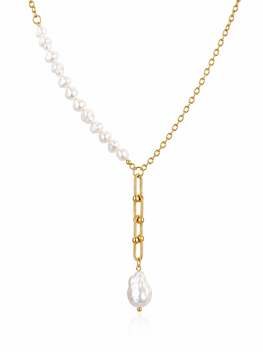 Fresh Water Pearl Lariat Necklace | 18kt Gold Plated