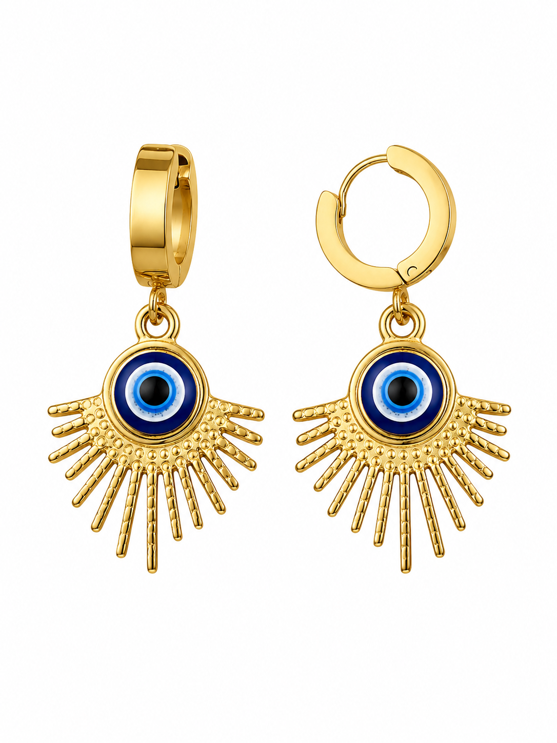Evil Eye Drama Huggie Hoops  | Anti Tarnish Gold Plated