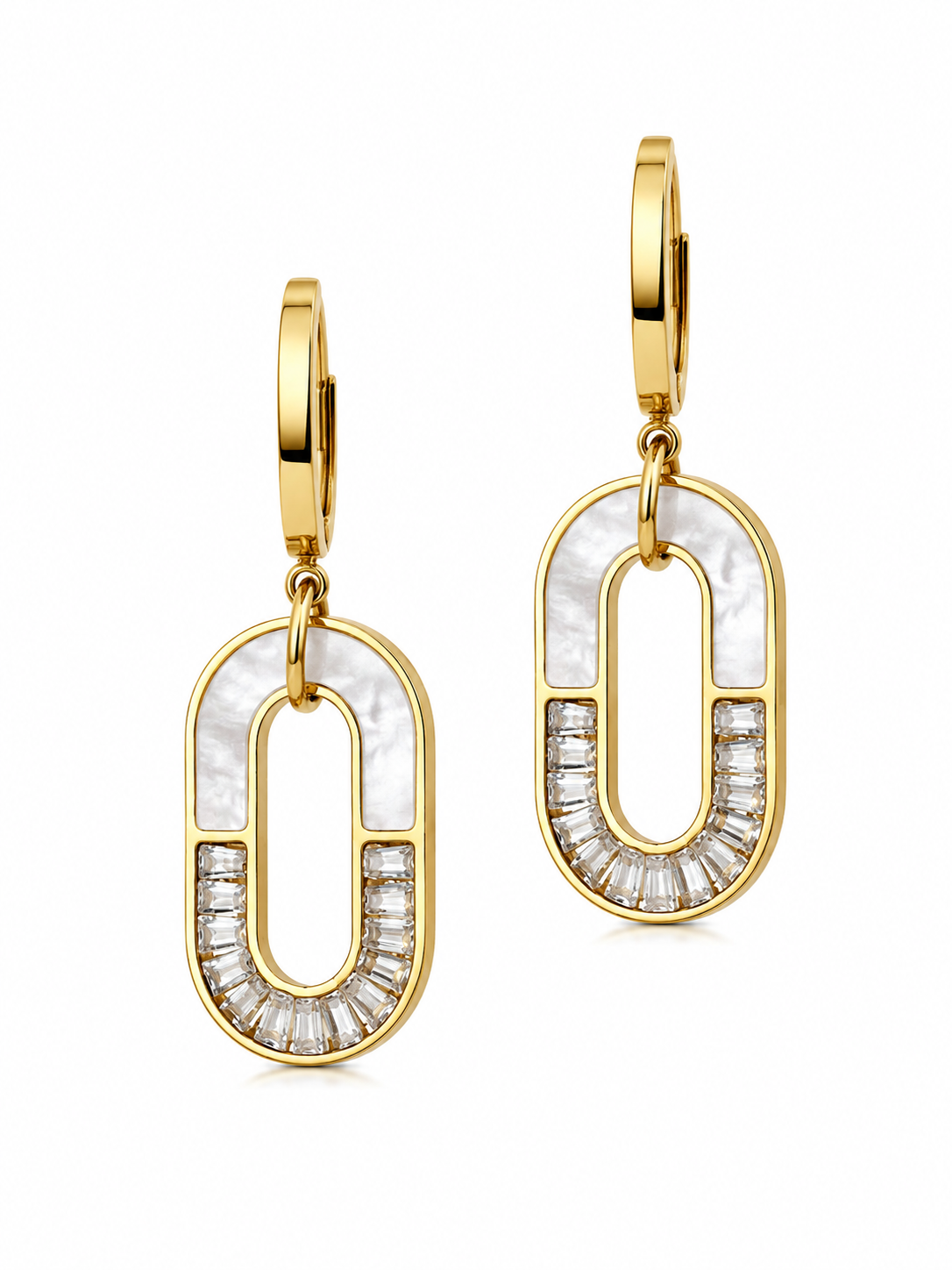 Vienna Crystal Drops | 18k Gold Plated Enamel MOP Earrings
