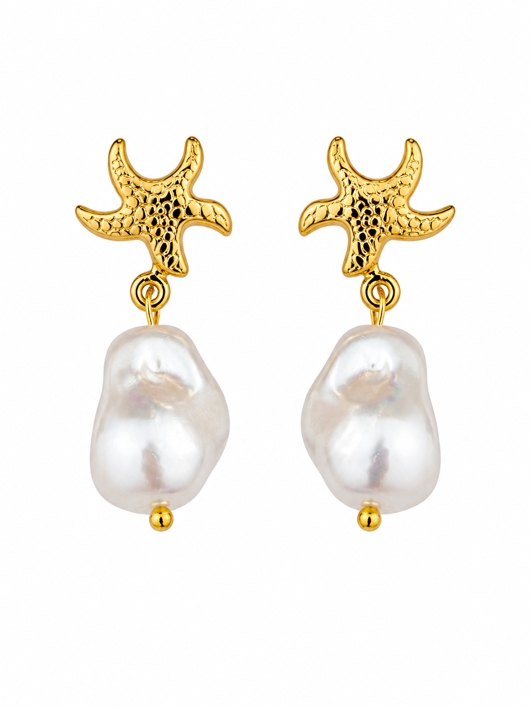 Starfish Pearl Drop Earrings Anti-Tarnish Gold Plated Mother of Pearl Earrings