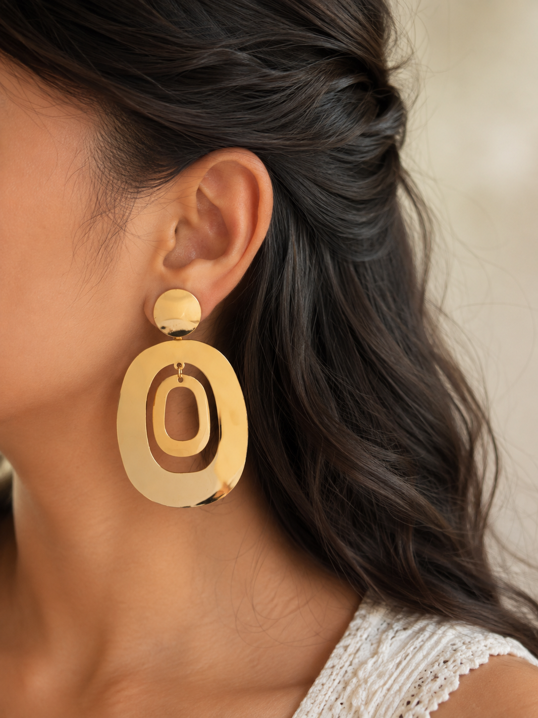 Chunky Gold Geometric Statement Earrings