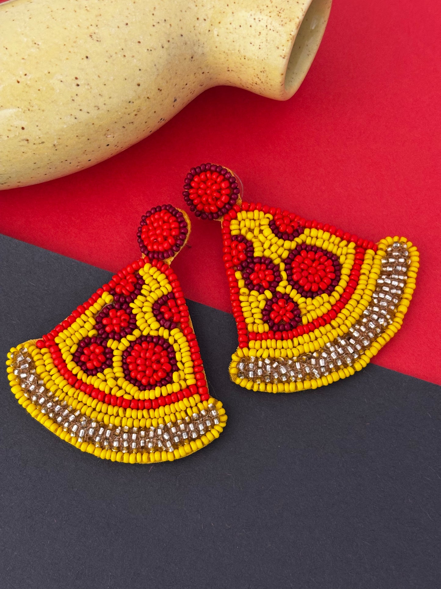 Fire burst Pizza Handmade Earrings