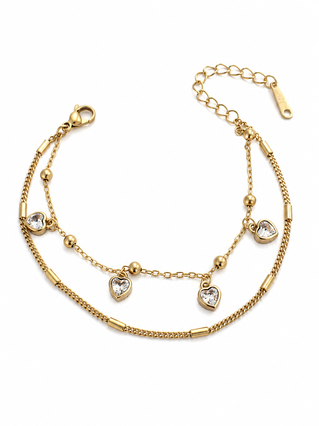 Heart Strings Double Layered Bracelet | 18k Gold Plated