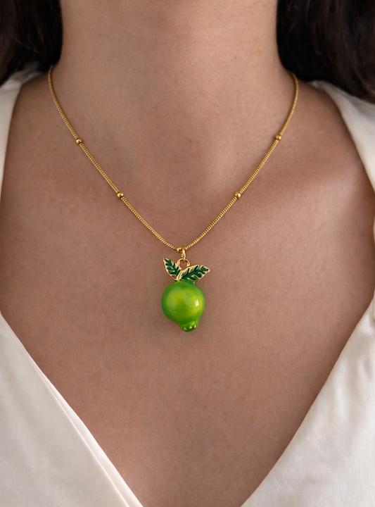 Lime Pop Pendant Necklace | 18kt Gold Plated Non Tarnish