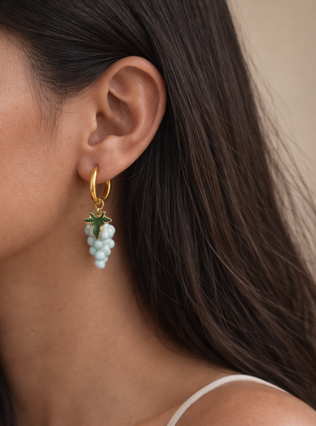 Mint Grape Hoop Earrings | 18kt Gold Plated