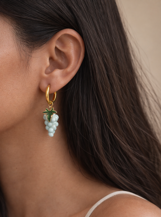 Mint Grape Hoop Earrings | 18kt Gold Plated
