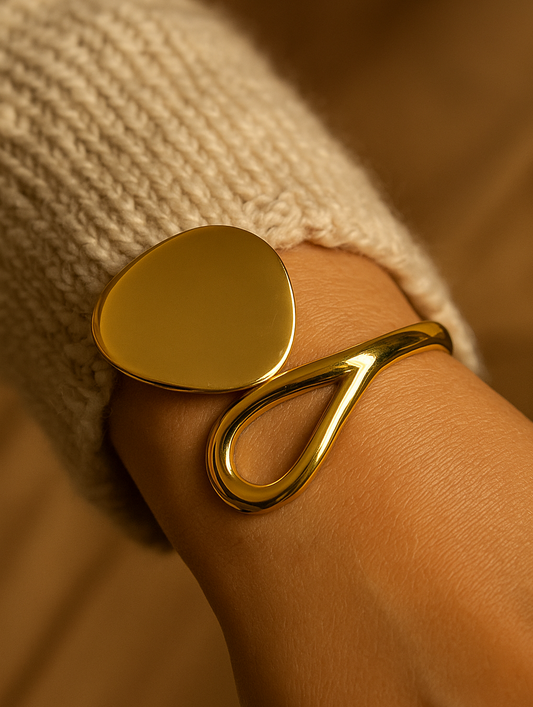 Minimal gold-plated cuff bracelet with durable shine