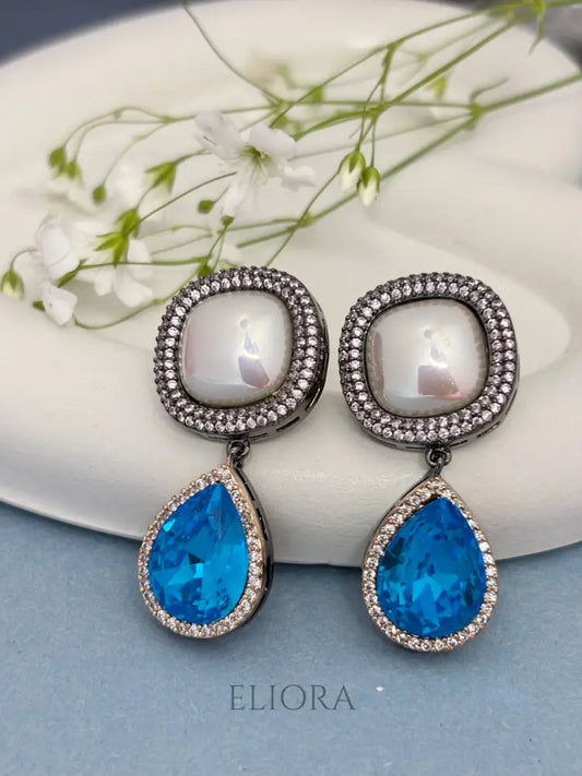 Celestia Blue Topaz Drop Earrings